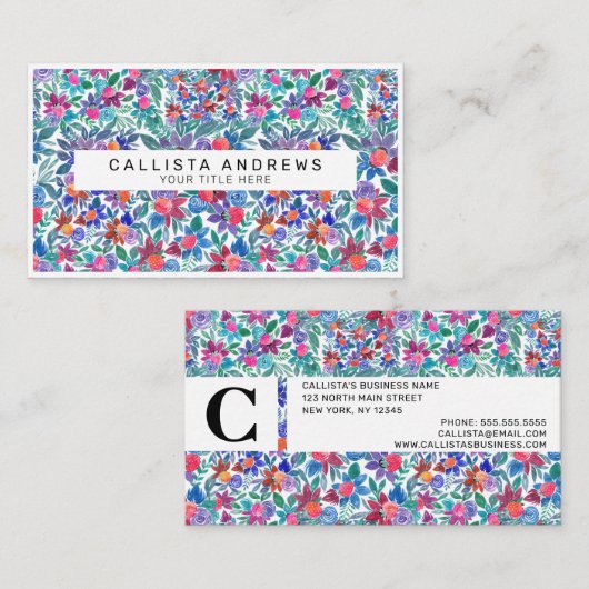 カントリーフローライチゴ水の色パターン 名刺 (正面/裏面)