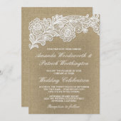 カントリーフローラバーラップアンドレース結婚式招待状 招待状 (正面/裏面)
