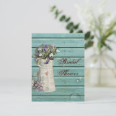 カントリーフローラバーンウッドラスチックブライダルシャワー 招待状 (スタンド正面)