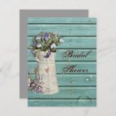 カントリーフローラバーンウッドラスチックブライダルシャワー 招待状 (正面/裏面)