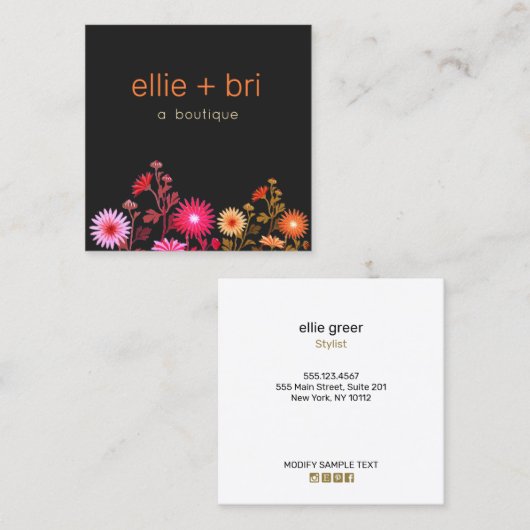 カントリーフローラボホブティックスタイリスト スクエア名刺 (正面/裏面)