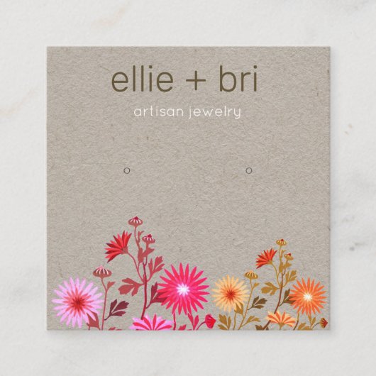 カントリーフローラボーホクラフトスタッドイヤリングディスプレイ スクエア名刺 (正面)
