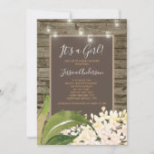 カントリーフローラメイスンジャイルストリングライトベイビーシャワー 招待状 (正面)