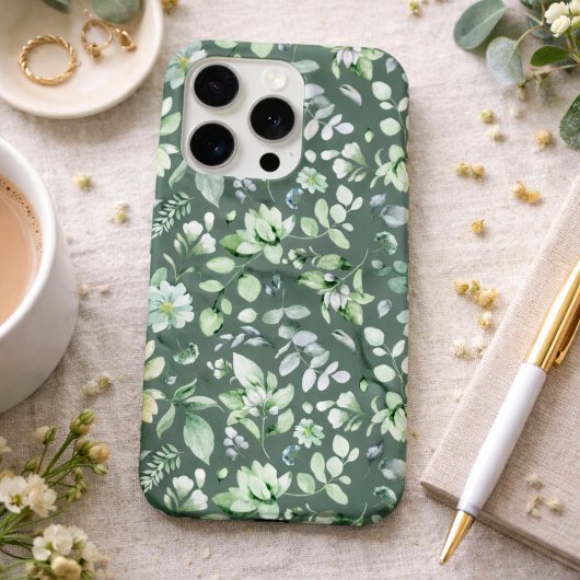 カントリーフローラル セージグリーン iPhoneケース