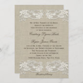 カントリーフローラレース結婚デザイン 招待状 (正面/裏面)