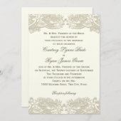 カントリーフローラヴィンテージレース結婚デザイン 招待状 (正面/裏面)