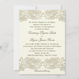 カントリーフローラヴィンテージレース結婚デザイン 招待状