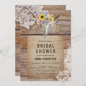 カントリーフローラ牛スカルブライダルシャワー招待 招待状 (正面/裏面)