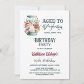 カントリーフローラ砂時計の誕生日パーティー 招待状 (正面)