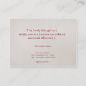 カントリーブティエレガントックギフト証明書 割引カード (裏面)