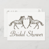 カントリーブライダルシャワーホースブラウンズ結婚(Country Hose Brown素朴's) インビテーションポストカード (正面/裏面)