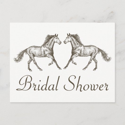 カントリーブライダルシャワーホースブラウンズ結婚(Country Hose Brown素朴's) インビテーションポストカード (正面)
