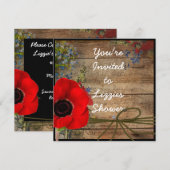 カントリーブライダルシャワーポピーフラワー招待状 招待状 (正面/裏面)