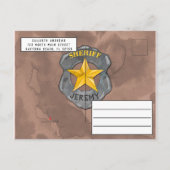 カントリーブラウンカウボーイウォーターカラー誕生日 インビテーションポストカード (裏面)