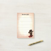 カントリーブラウンブーツ&行う帽子のリスト後のノート ポストイット (デスク上)