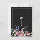 カントリーブラックピンクのラベンダーグリーン結婚フローラ 招待状 (裏面)