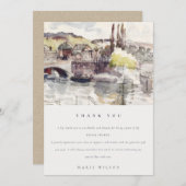 カントリーブリッジリバーサイドウォーターカラーブライダルシャワー サンキューカード (正面/裏面)