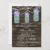 カントリーブルーのメイソンジャーを使った牧場風のウエディングシャワー 招待状 (正面)