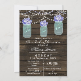 カントリーブルーのメイソンジャーを使った牧場風のウエディングシャワー 招待状