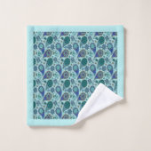 カントリーブルーギンガムブーケ柄タオルセット バスタオルセット (ウォッシュタオル)