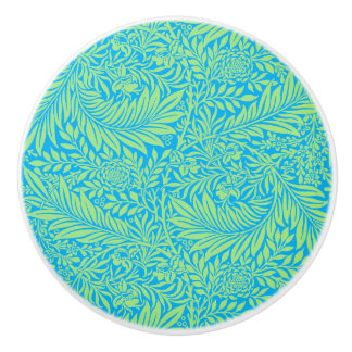 カントリーブルーグリーンウィリアムMorrisリーフパターン セラミックノブ