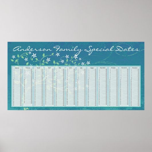 カントリーブルーツリーオランダ誕生日カレンダーポスター ポスター (正面)