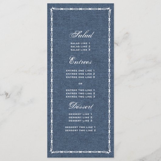 カントリーブルーデニムとバーブワイヤ メニュー (正面)