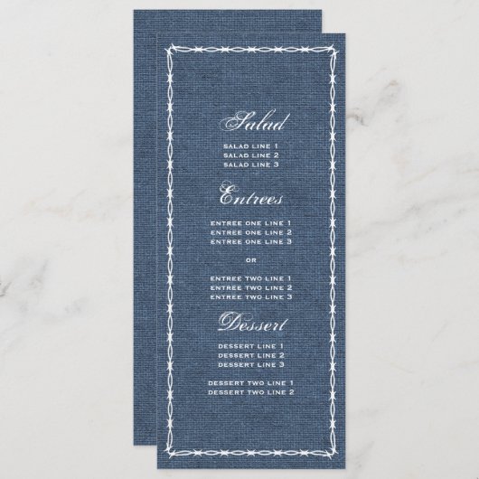 カントリーブルーデニムとバーブワイヤ メニュー (正面/裏面)