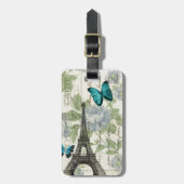 カントリーブルーフローラバタフライエッフェルタワー ラゲッジタグ (正面縦)