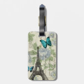カントリーブルーフローラバタフライエッフェルタワー ラゲッジタグ (裏面縦)
