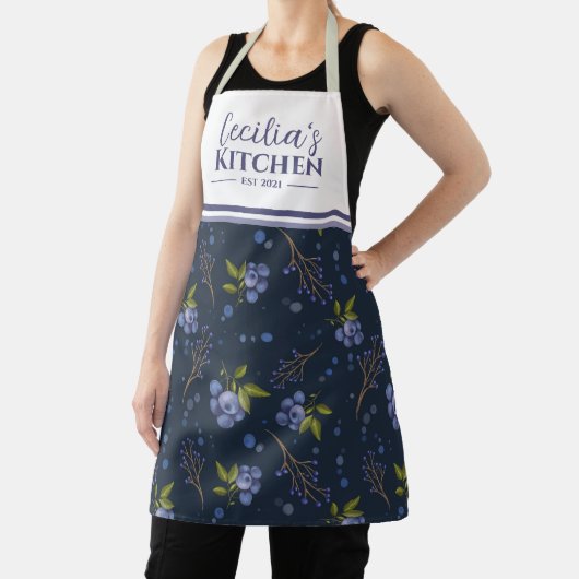 カントリーブルーベリーパーソナライズされたキッチンエプロン エプロン (インサイチュ)