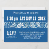 カントリーブルーペイズリーガールフォトスイート16thパーティー 招待状 (裏面)