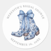 カントリーブルーボウカウボーイブライダルシャワー ラウンドシール (正面)