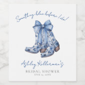 カントリーブルーボウカウボーイブライダルシャワー ワインラベル (シングルラベル)