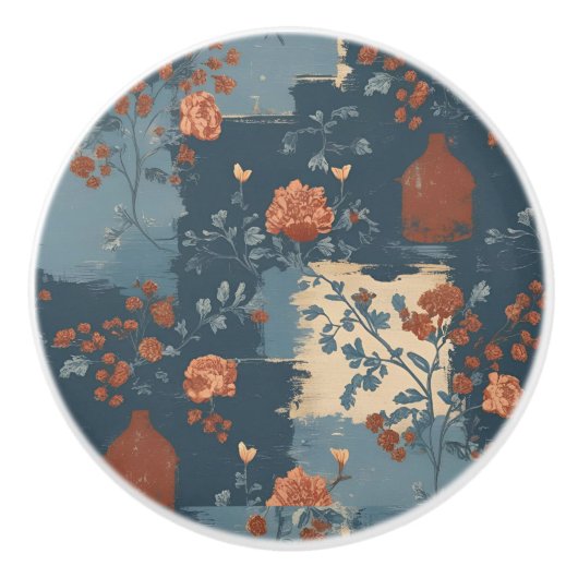 カントリーブルーラストファームハウス素朴ショート セラミックノブ (正面)