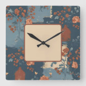 カントリーブルーラストファームハ素朴ウス スクエア壁時計 (正面)