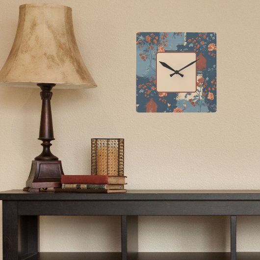 カントリーブルーラストファームハ素朴ウス スクエア壁時計