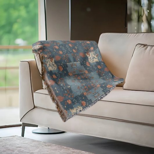 カントリーブルーラストファームハ素朴ウス スローブランケット