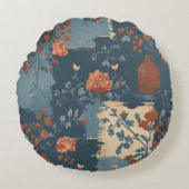 カントリーブルーラストファームハ素朴ウス ラウンドクッション (正面)