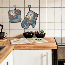 カントリーブルーラストファームハ素朴ウス 鍋つかみ&鍋敷きセット