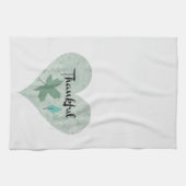 カントリーブルー感謝ハート葉キッチンタオル キッチンタオル (横)