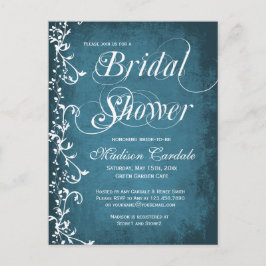 カントリーブルー素朴スワーズブライダルシャワーポストカード インビテーションポストカード