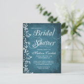 カントリーブルー素朴スワーズブライダルシャワーポストカード インビテーションポストカード (スタンド正面)