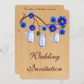 カントリーブルー素朴メイソンジャース結婚式招待状 招待状 (正面/裏面)