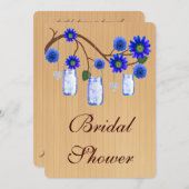 カントリーブルー素朴メイソンジャールブライダルシャワー招待状 招待状 (正面/裏面)