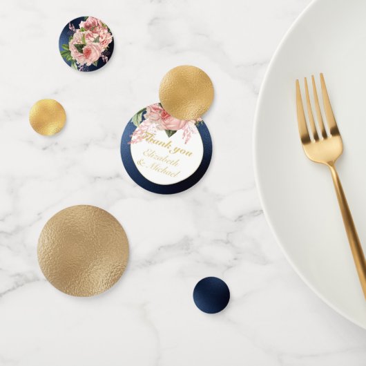 カントリーブルー赤面ピンクローズネイビー金ゴールドサンキュー コンフェッティ (グループ)