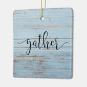カントリーブルー「ギャザー」スクリプトファームハウス セラミックオーナメント (左)