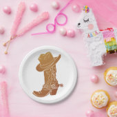 カントリーブーツと帽子シルエット ペーパープレート (パーティー)
