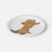 カントリーブーツと帽子シルエット ペーパープレート (アングル)