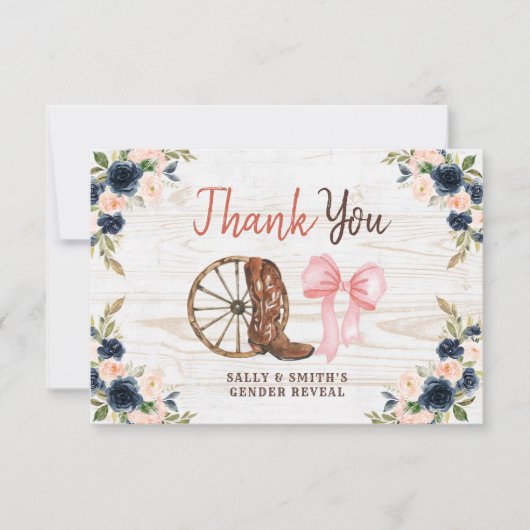 カントリーブーツまたは船首ジェンダーの表示サンキューカード サンキューカード (正面)